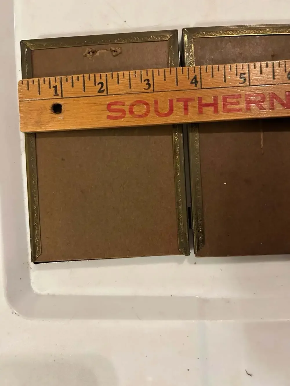 Vintage Brass Hinged Triple Triptych Photo Frame